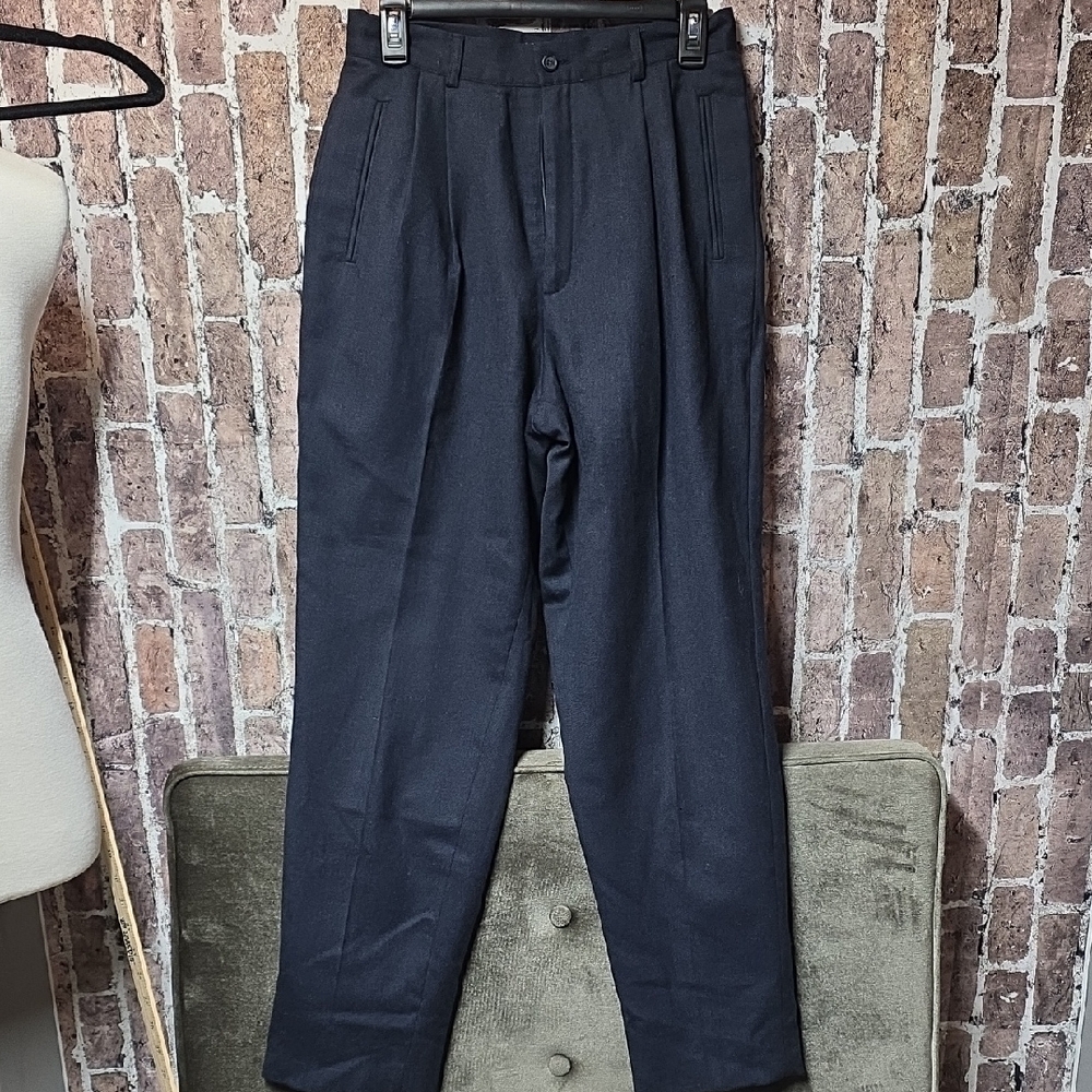 Vintage L.L. Bean Womens Navy Dress Pants 100% Wool USA
